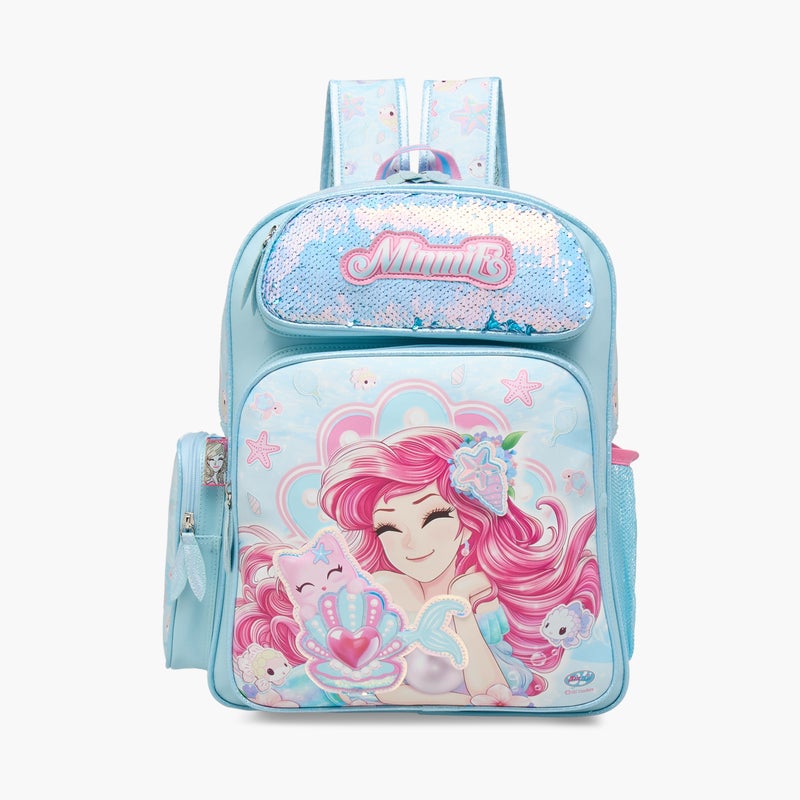 Minmie Mermaid - Backpack 16Inch -1 Cmprt.-Printed-Rectangle (Pvc) Lilac \ 21x9.5x23.5 - Image 1